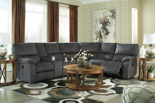 3 PC Urbino Charcoal Reclining Sectional