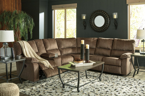 3 PC Urbino Mocha Reclining Sectional 