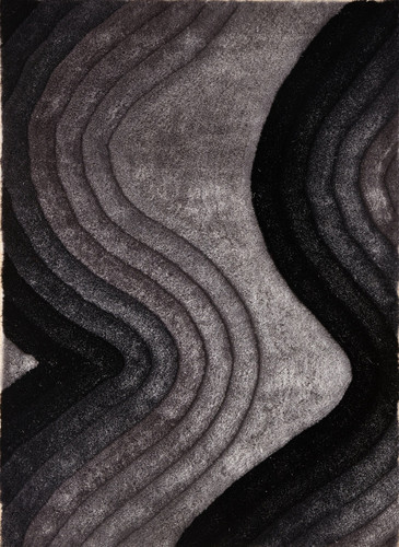 Crown Shag- 3D Gray/Black Area Rug