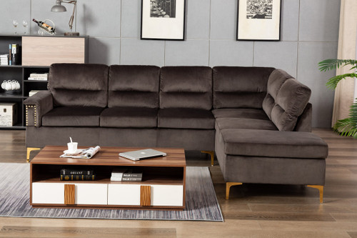 Vogue Sectional Gray Velvet