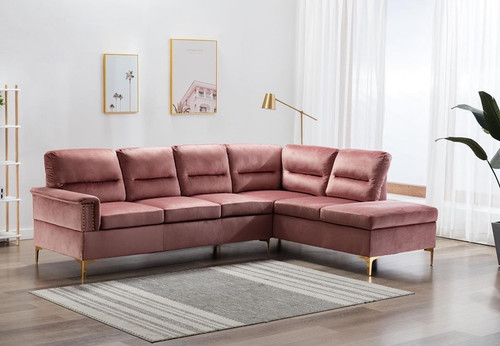 Vogue Sectional Pink Velvet