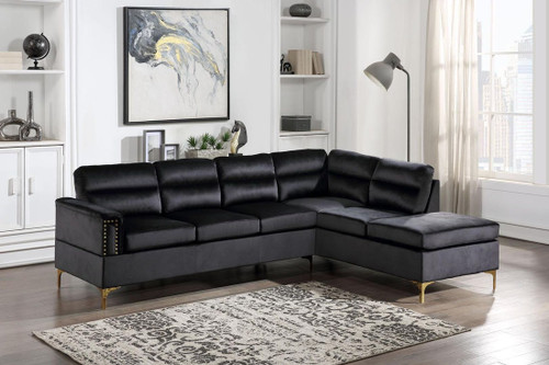 2 Pcs Vogue Sectional Sofa in Black Color