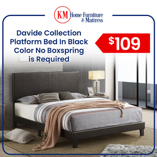 Davide Collection Platform Bed In Black Color