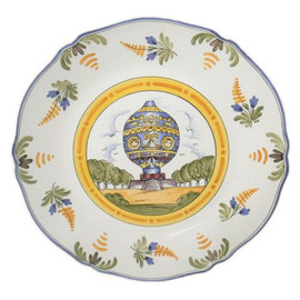 Plate - Hot Air Balloon No. 3 (Montgolfiers at Versailles) - Faïencerie d’Art de Malicorne Pottery