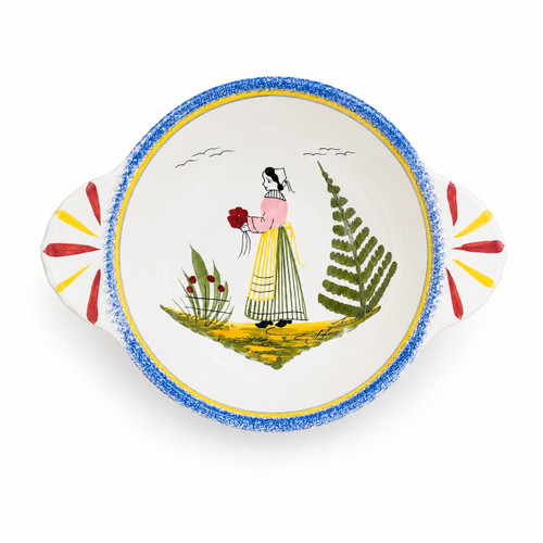 Quimper Breton Lug Bowl - Tradition - Woman