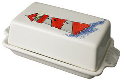 Quimper Covered Butter Dish - Lighthouse