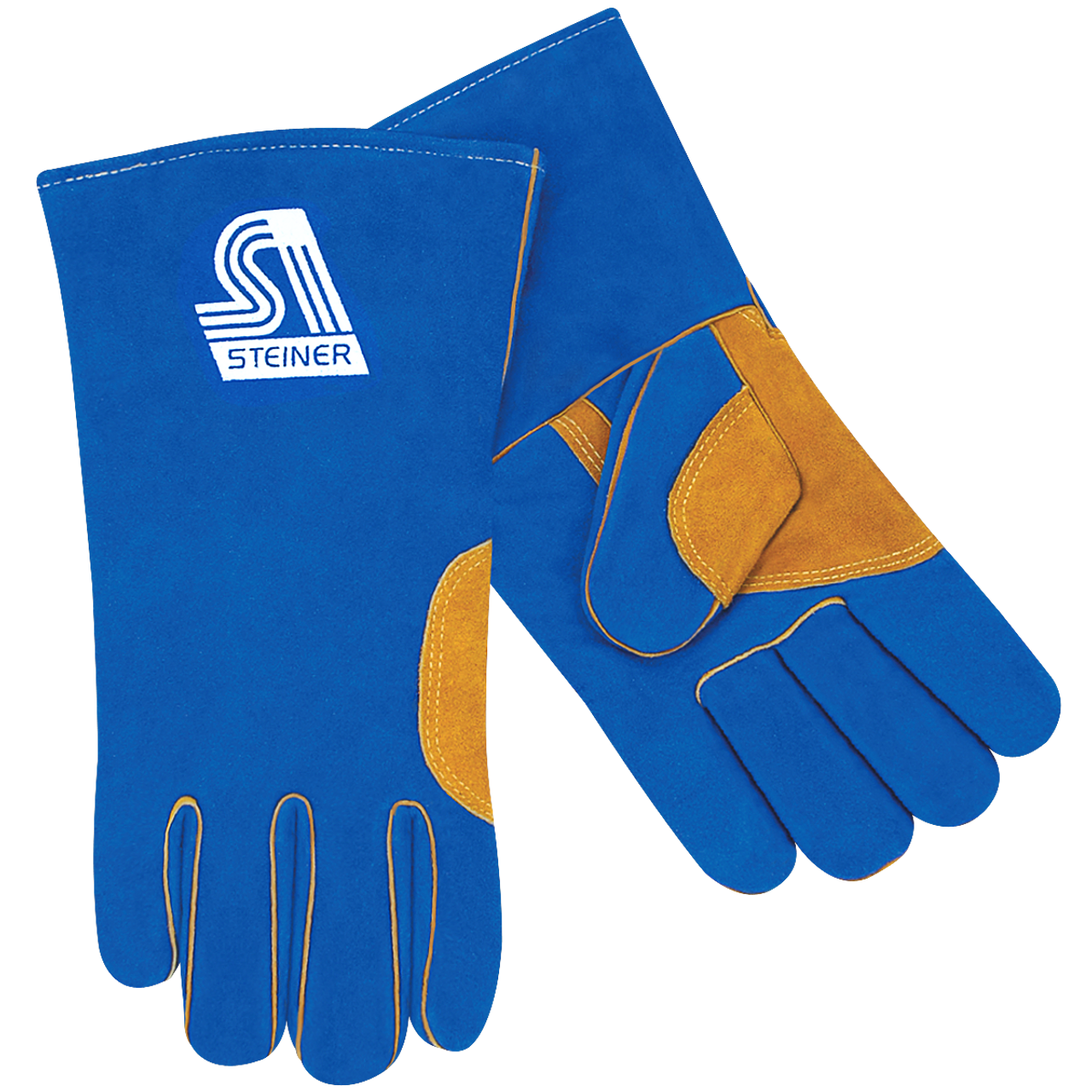 Steiner Natural Thumb Premium Side Split Cowhide Stick Welding Gloves, Heat Resistor Triple Layer Lined, Large