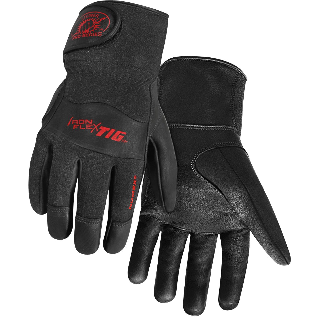 Steiner Pro-Series IronFlex TIG Premium Kidskin With Nomex Back TIG Welding Gloves, Adjustable Cuff, Medium
