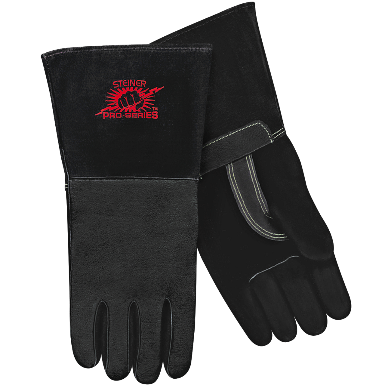 Steiner Pro-Series Premium Grain Pigskin MIG Welding Gloves, Cotton Lined, ThermoCore Foam Back, Long Cuff, Medium