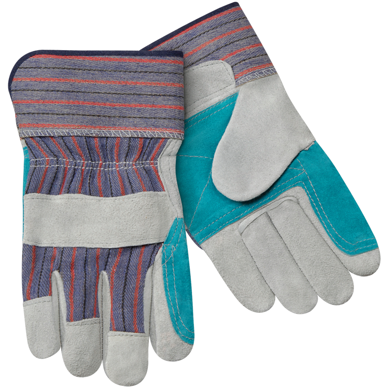 Steiner Split Cowhide Double Leather Palm Work Gloves, Short Cuff, Large