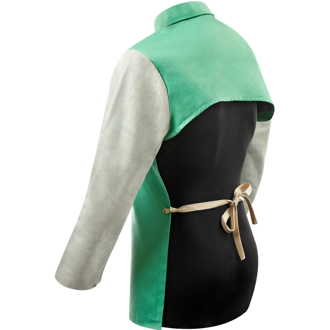 Steiner Weldlite Plus Hybrid 9 oz Flame Resistant Cotton With Leather Cape Sleeves With 19" Bib, Green/Gray, 4X-Large