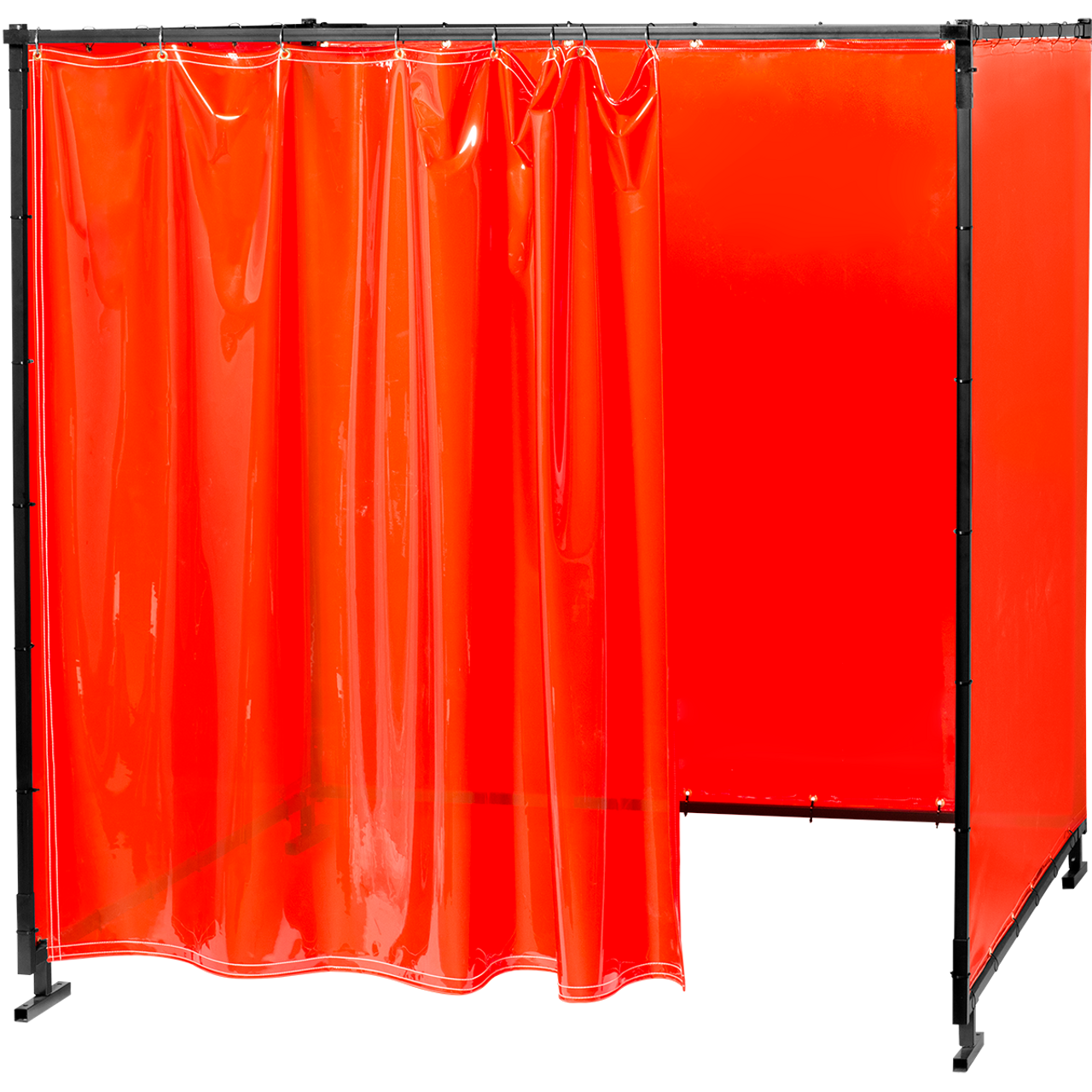 Steiner Protect-O-Screen HD Welding Cell, 40 mil ArcView Flame Retardant Orange Tinted Transparent Vinyl Weld Cell With 40 mil ArcView Flame Retardant Orange Tinted Transparent Vinyl Front Sliding Curtain, 6'H X 8'W X 8'D
