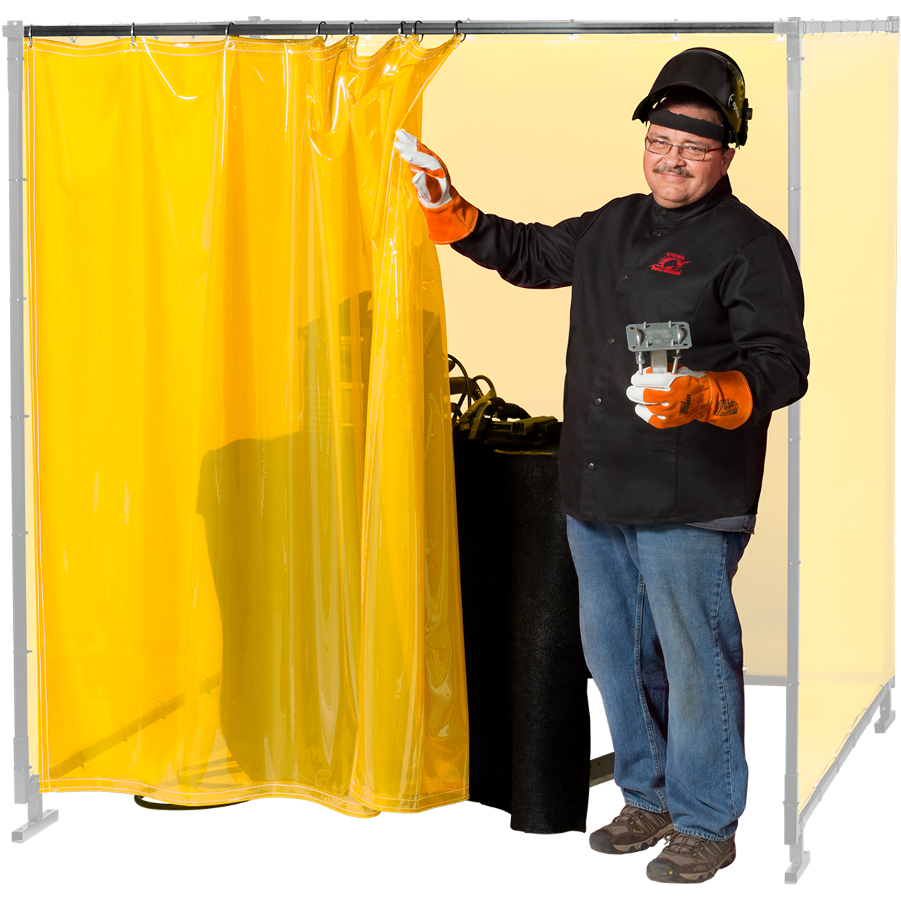 Steiner ArcView 14 mil Yellow Flame Retardant Tinted Transparent Vinyl Welding Cell Front Access Sliding Replacement Curtain, 6'X6'