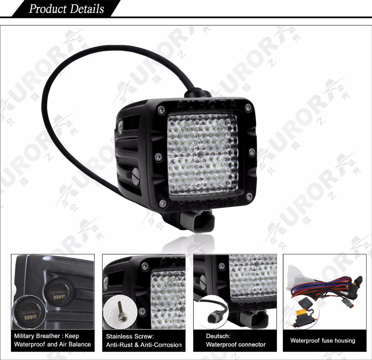 Aurora 2 Inch 40w Led Diffusion Work Light