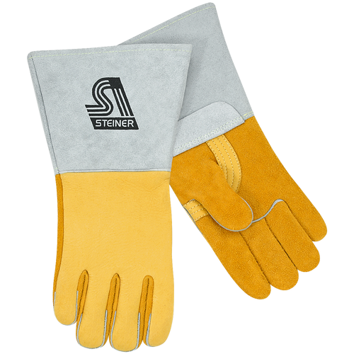 Steiner Premium Grain Elkskin Back, Reverse Grain Elkskin Palm Stick Welding Gloves, ThermoCore Foam Lined Back, 2X-Large