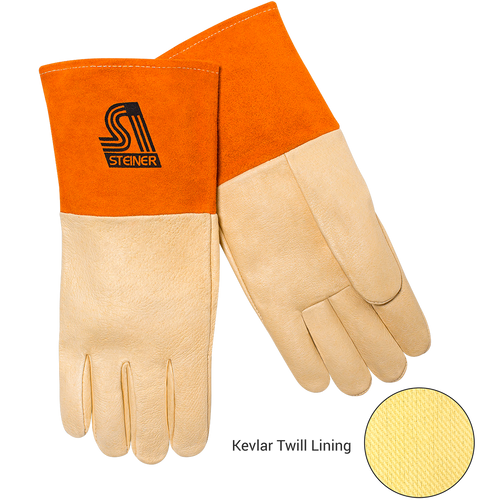 Steiner Premium Grain Pigskin MIG Welding Gloves, Kevlar Lined Palm, Long Cuff, Medium