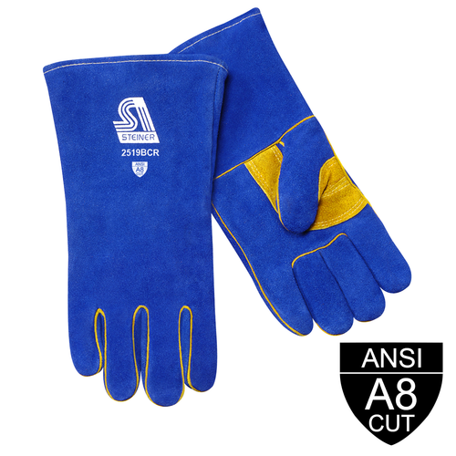 Steiner Premium Side Split Cowhide Stick Welding Glove - ThermoCore Foam Lined & ANSI A8 Cut Resistant, Large