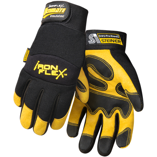Steiner IronFlex Ultimate Grain Pigskin Insulated Winter Gloves With Fleece Insulated Lining, Large