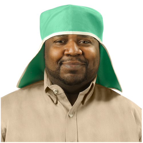 Steiner 9 oz Flame Resistant Cotton Welding Cap With Neck Drape, Green, One Size Fits Most