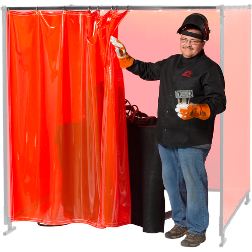 Steiner ArcView 40 mil Orange Flame Retardant Tinted Transparent Vinyl Welding Cell Front Access Sliding Replacement Curtain, 6'X6'