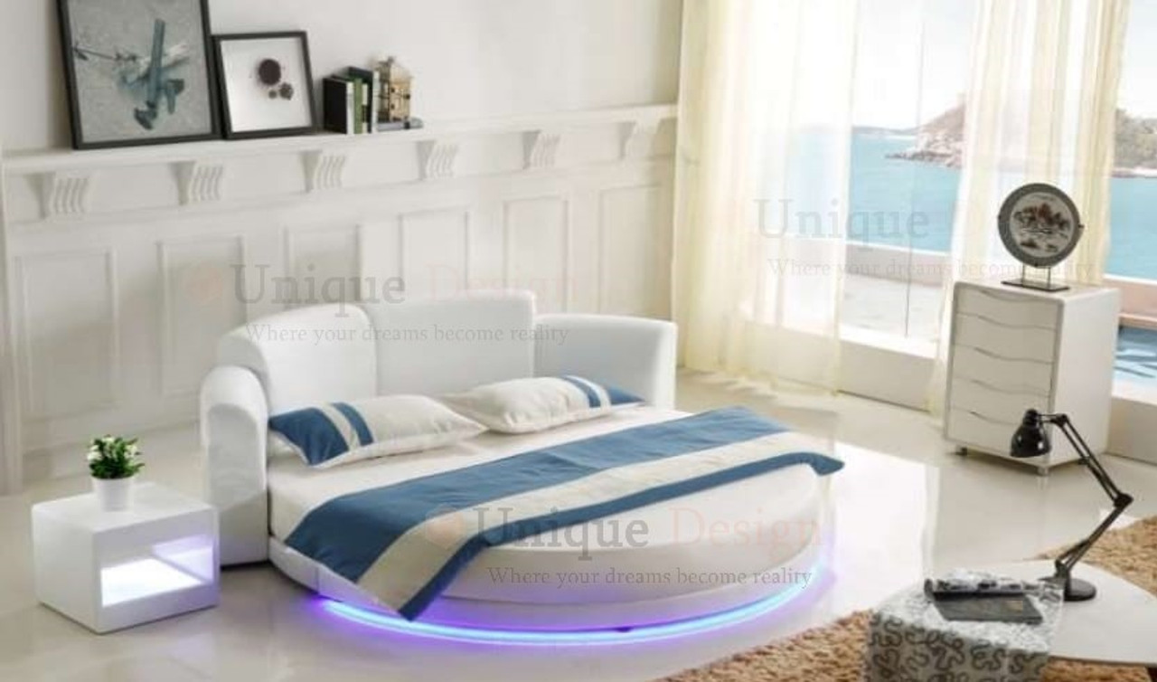 round bed with lights