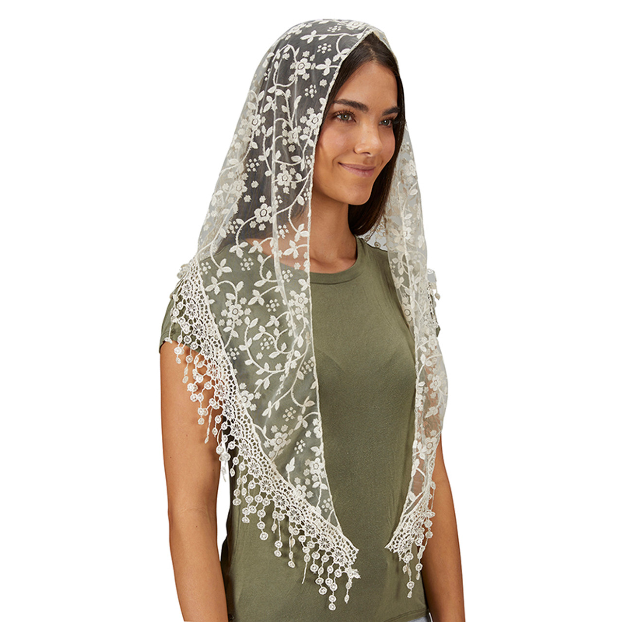 Ivory Chapel Veils with Tassels - 2/pk - [Consumer]Catholic Gifts & More