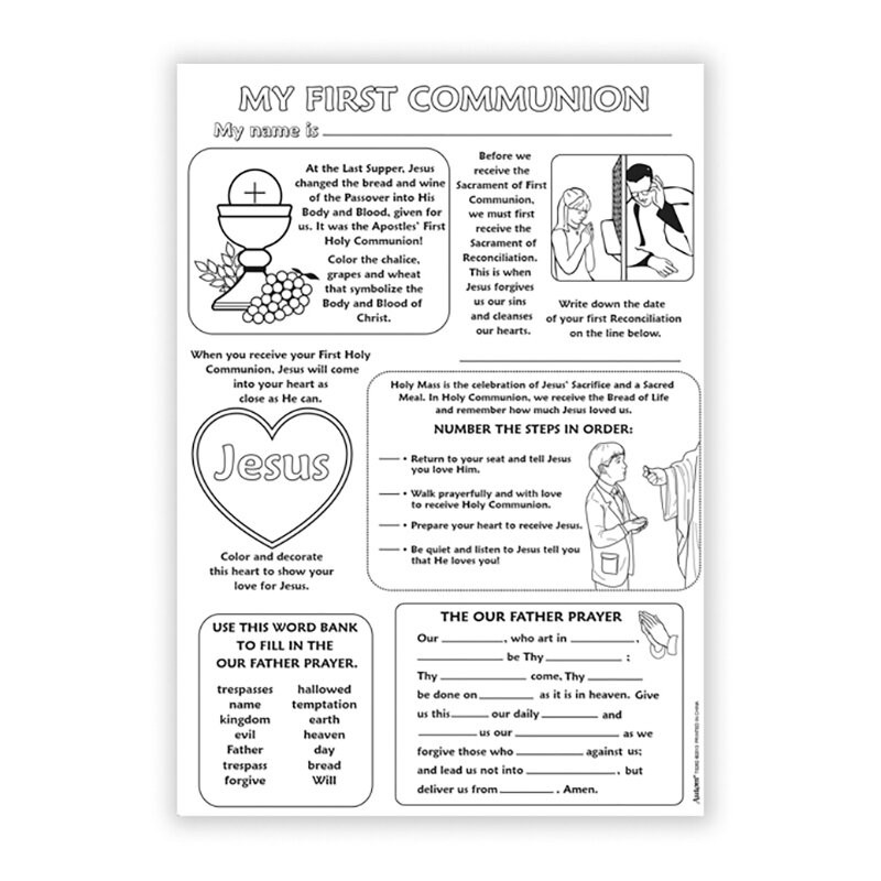 Color your own poster - my first communion - 50/pk - [consumer]catholic  gifts u0026 more