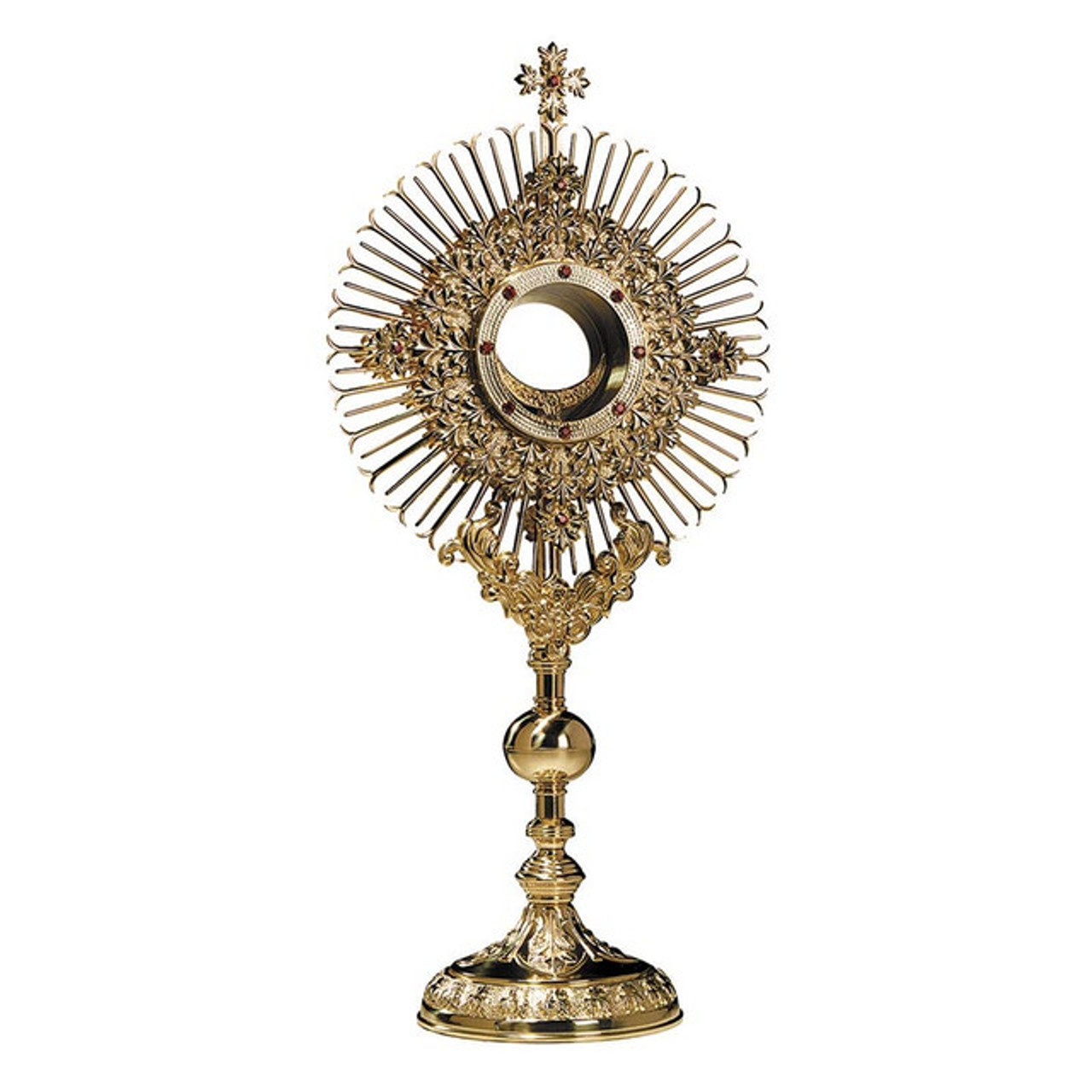 Ornate Jeweled Monstrance with Luna and Case