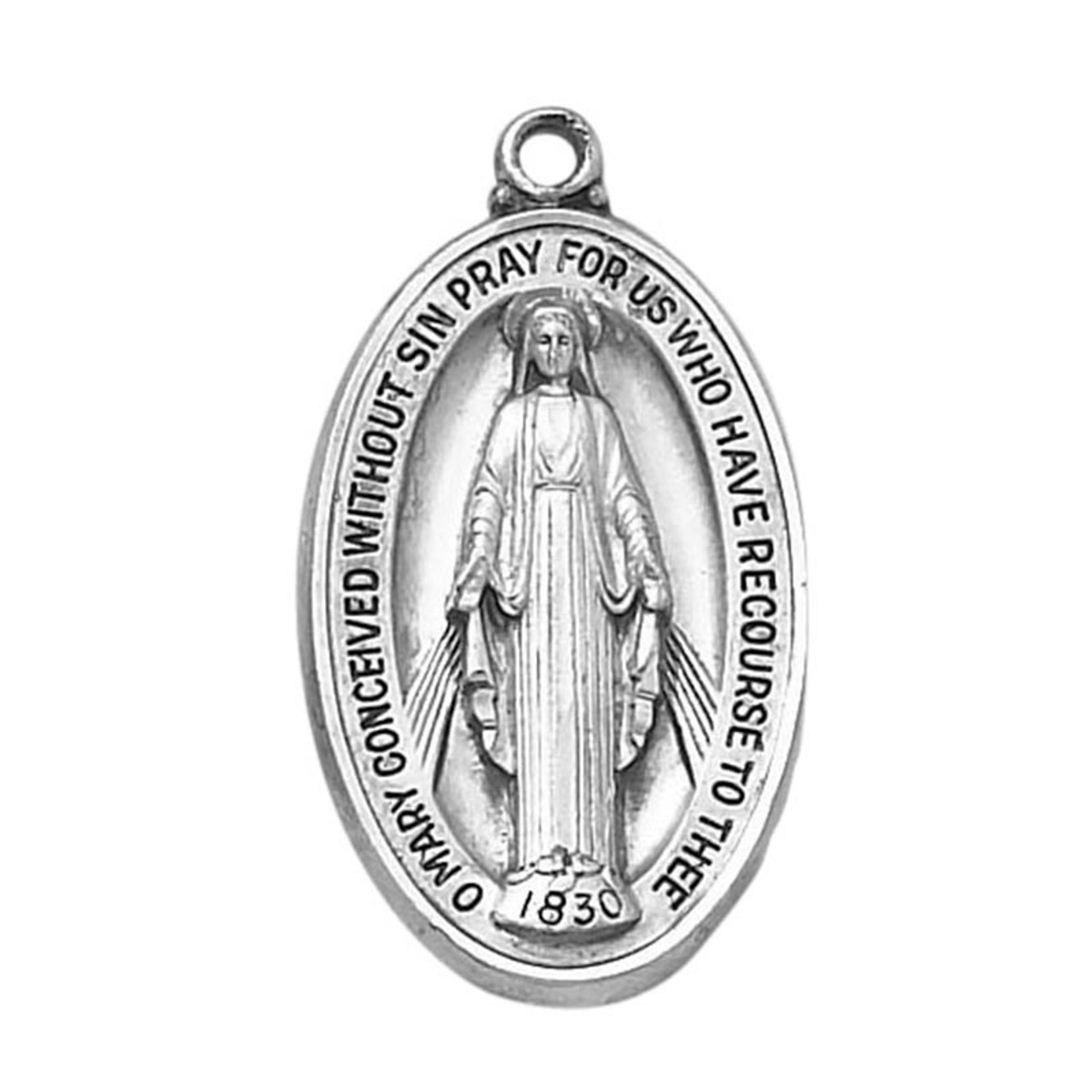 Large Traditional Oval - Creed Miraculous Medal in Sterling Silver