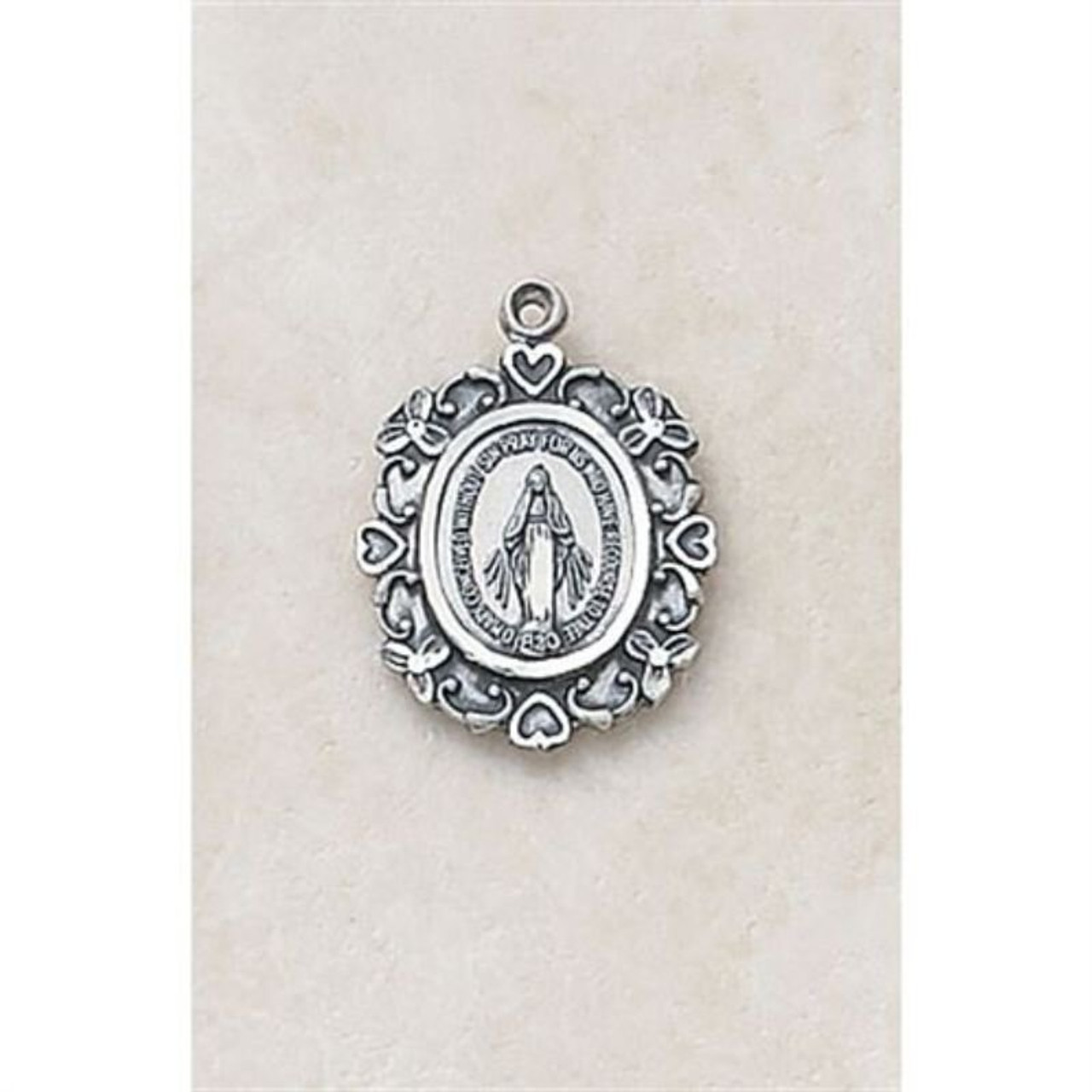 Large Traditional Oval - Creed Miraculous Medal in Sterling Silver