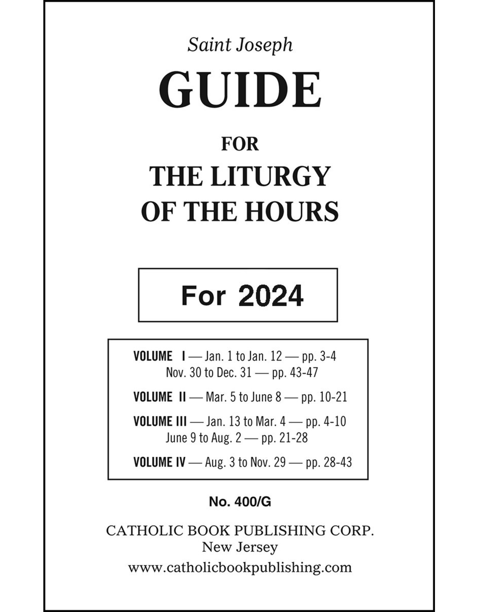 2024 Large Print Liturgy Hours Guide Catholic Gifts and More