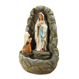 Our Lady of Lourdes with Bernadette - Grotto Holy Water Font