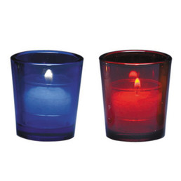 10 Hour Votive Glasses - 12/pk - in Red and Blue