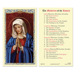 Our Lady of the Rosary Laminated Holy Cards - 25/pk