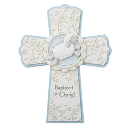 Baptized in Christ Baptism Cross in Blue