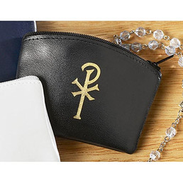 Chi Rho Rosary Case Black Vinyl