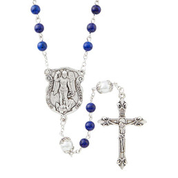 Lapis Stone Bead Spiritual Warrior Rosary with Sword Crucifix