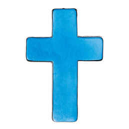 Blue Glass Cross Paperweight