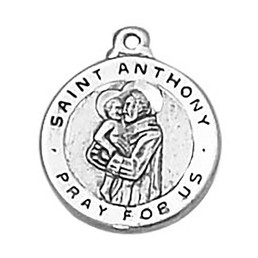 Small Round Saint Anthony Medal - in Sterling Silver
