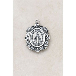 Hearts and Flowers - Sterling Miraculous Medal