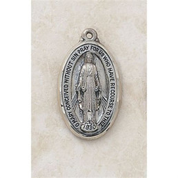 Oval Miraculous Medal - in Sterling Silver