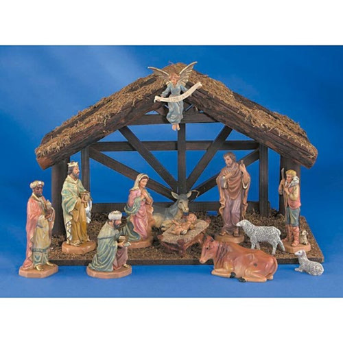 Nativity Scene with Stable - Twelve Piece Set