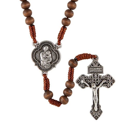 St. Joseph the Protector Corded Wood Rosaries - 4/pk