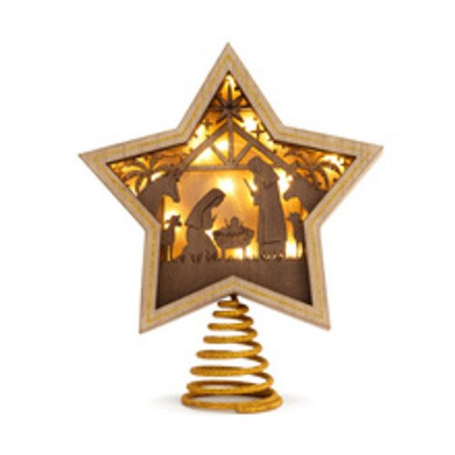 Lit Star Nativity Tree Topper