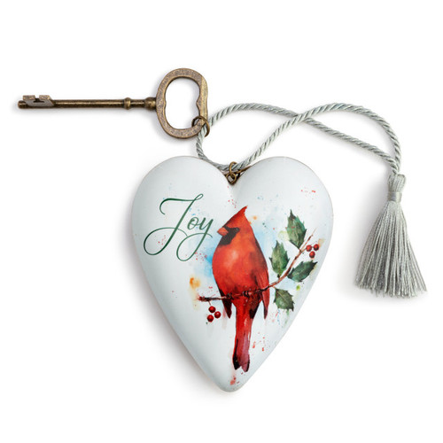 Cardinal Art Heart Ornament