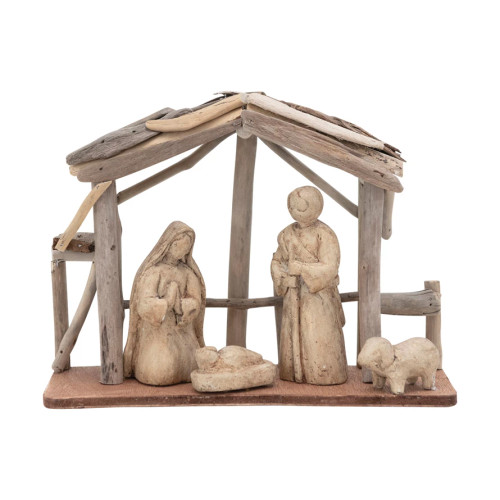 Driftwood & Paper Mache Nativity