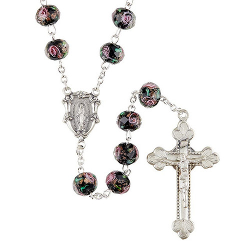 Black Murano Beaded Rosary