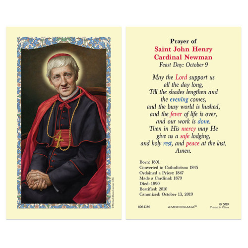 Saint John Henry Cardinal Newman Holy Cards - 25/pk