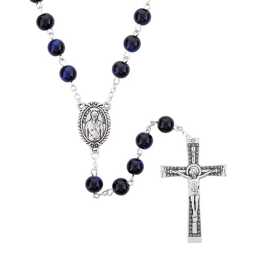 St. Carlo Acutis Blue Imitation Agate Rosaries  St. Carlo Acutis Blue Imitation Agate Rosaries