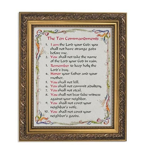 The Ten Commandments Gold Tone Framed Print